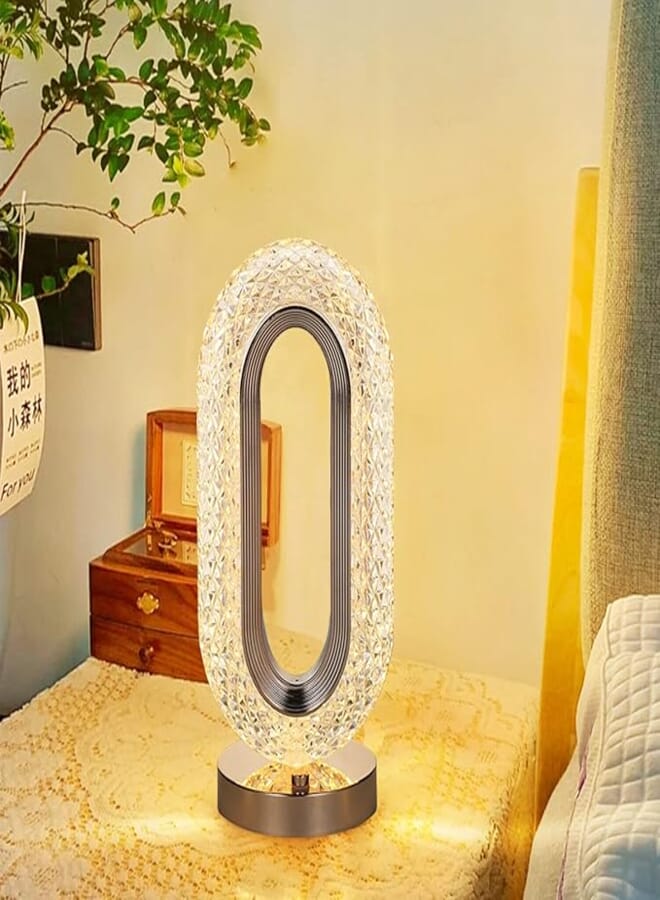 YU WELL Crystal Table Lamp Rose Diamond Touch Lamp with USB 3 Color Crystal LED Light 3 light intensities tactile switch